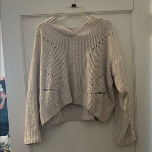 Sweet Wanderer Cream V-Neck Cropped Knit Sweater